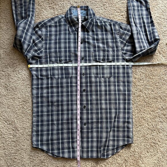 Van Huesen Blue White Plaid Button Down Long Sleeve Size Small - Picture 4 of 5